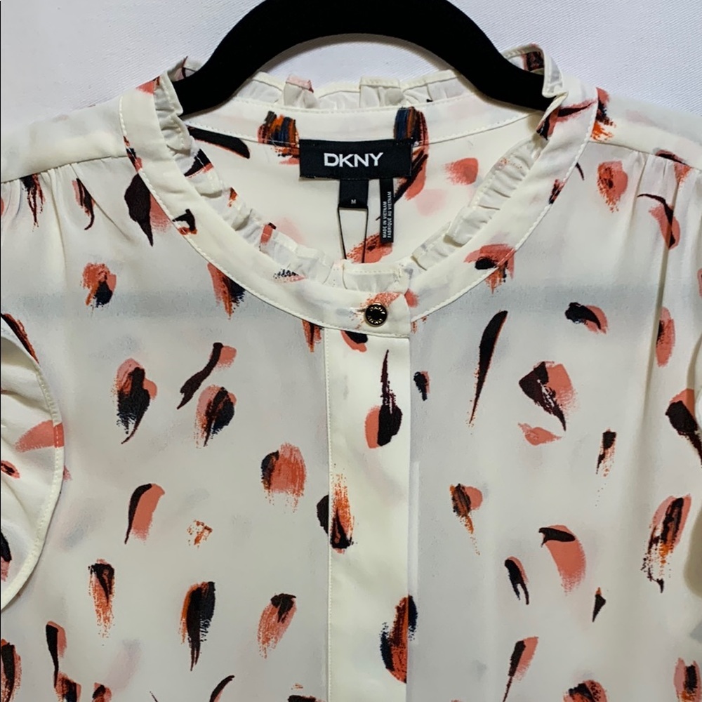 DKNY White Cream Ruffled Blouse - Picture 3 of 8